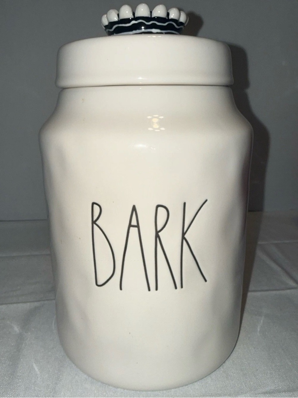 Rae Dunn Ceramic 'BARK' Treat Jar in White